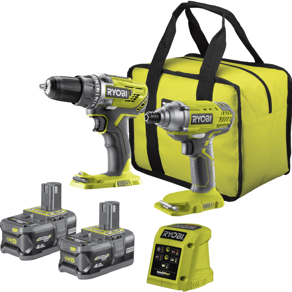 Ryobi 18V ONE+ 4.0AH 2 PIECE DRILL DRIVER KIT