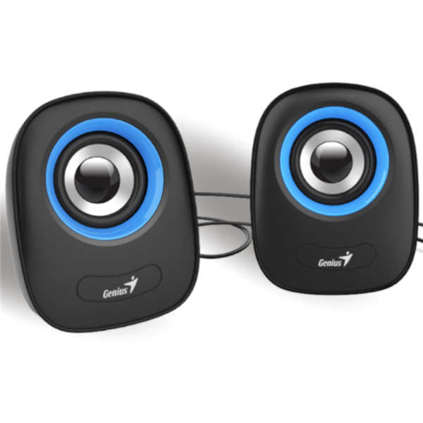 Tech Genius SP-Q160 Black USB Powered Mini Speakers - Black/Blue