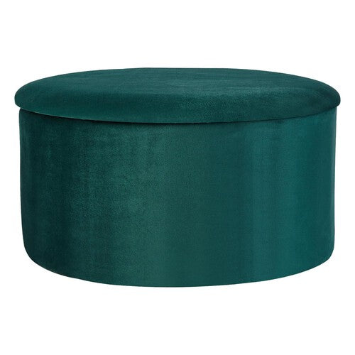 Home Velvet Fabric Storage Ottoman Green