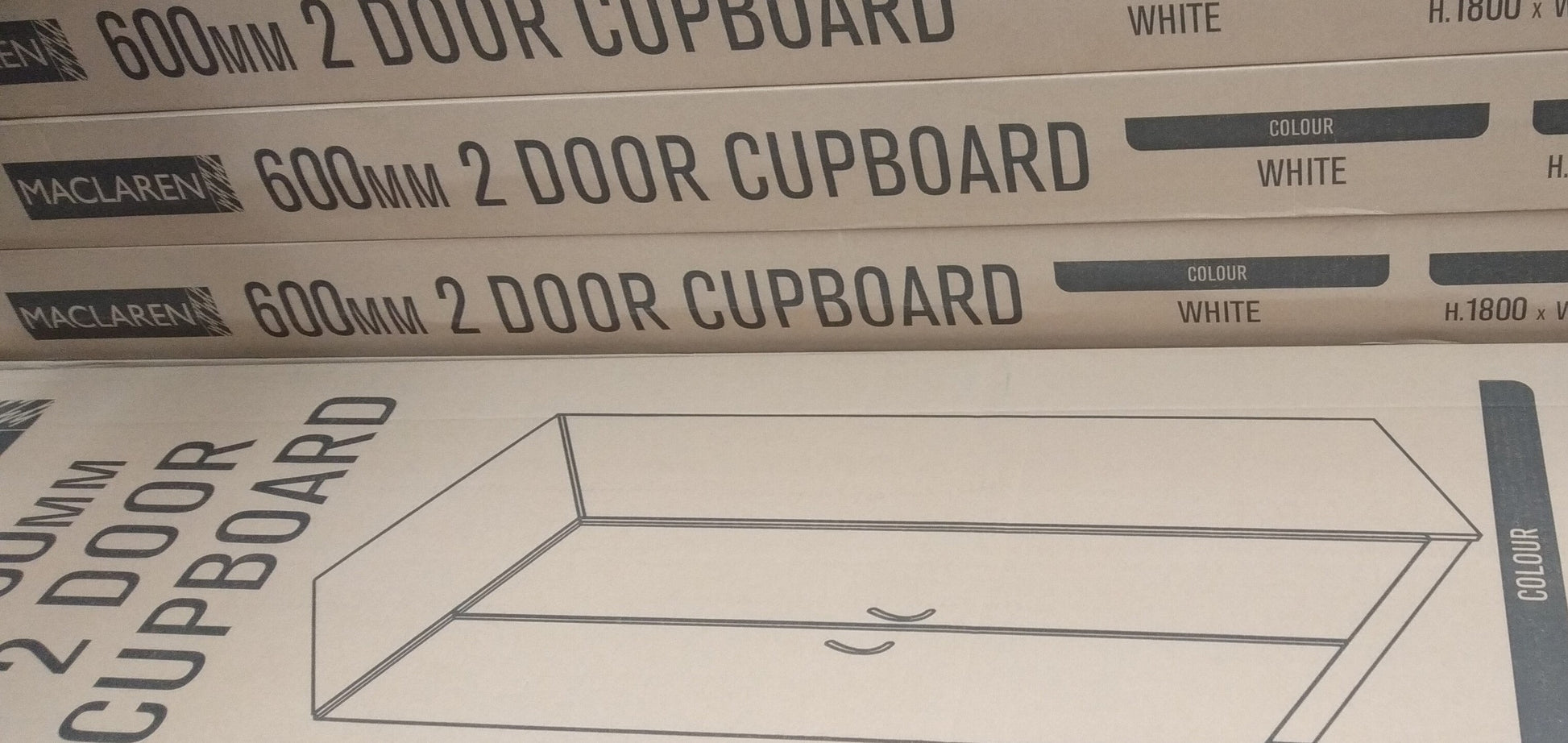 Maclaren 600mm 2 Door Cupboard (1.8x600x400) - 4 shelves (Simple Assembly Required) (6264809324696)