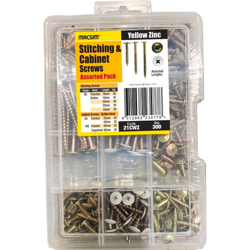 Assorted Stitching And Cabinet Screws - 300 Pack (7047300382872)