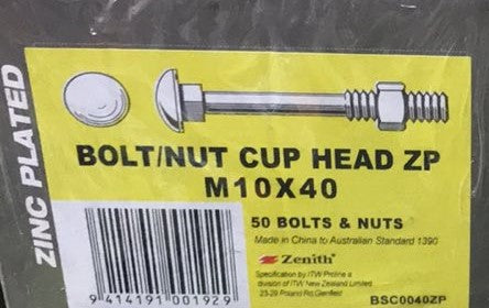 Fastenings Bolt & Nut CUP HD ZP M10x40 Box/50
