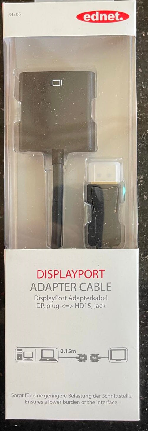 Tech Ednet DisplayPort (M) to VGA (F) Adapter Cable