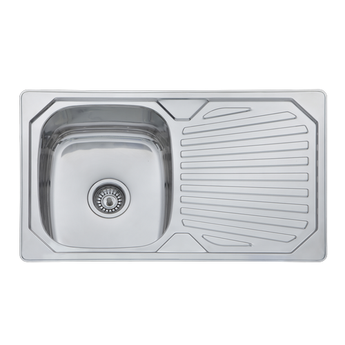 Estilo 800 x 480mm Stainless Steel Single Bowl Sink With Drainer (6910271881368)
