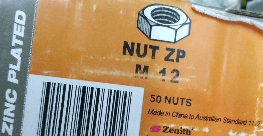Fastenings - Hex Nut ZP M12 - Box/50