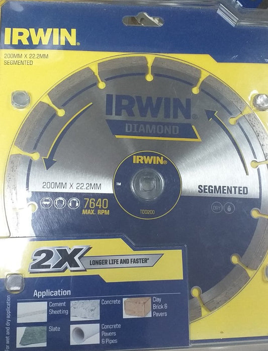 Tools Irwin Diamond Segmented Circular Blade 200mmx22.2mm