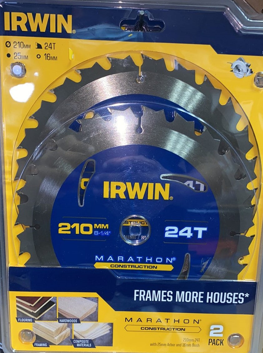 Irwin Saw Blade 210mm 24T - Construction - 2 Pack (6847422791832)