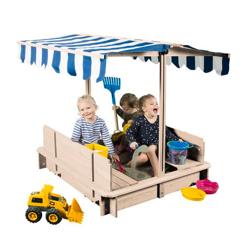 Kids Sandpit - with Seats & Canopy (Includes Ground Weedmat)