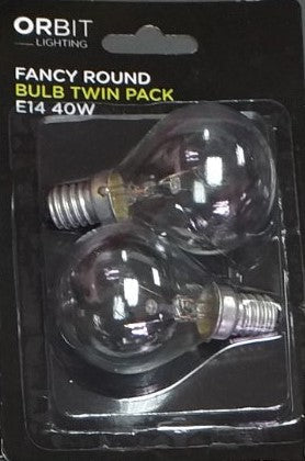 Lighting - Orbit Fancy Round Bulb Twin Pack E14 40W