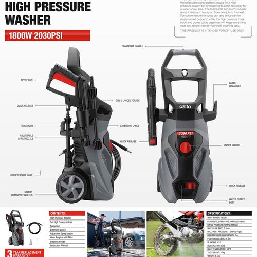 Waterblaster - Ozito 2030PSI 1800W High Pressure Washer