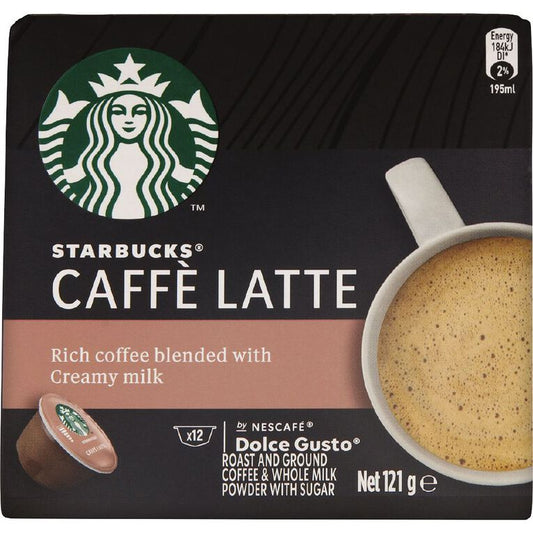 Hot Drinks Starbucks Dolce Gusto Cafe Latte 12 Capsules