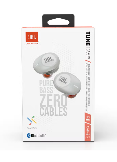 Tech JBL Tune T125 Truly Wireless In-Ear Headphones - White