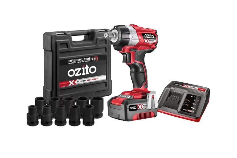 Ozito Power X Change 18V Brushless Impact 1/2" Wrench Kit (4510286020665)