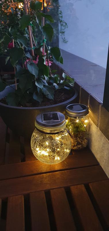 Lighting Solar Magic Decorative Crackle Glass Jar