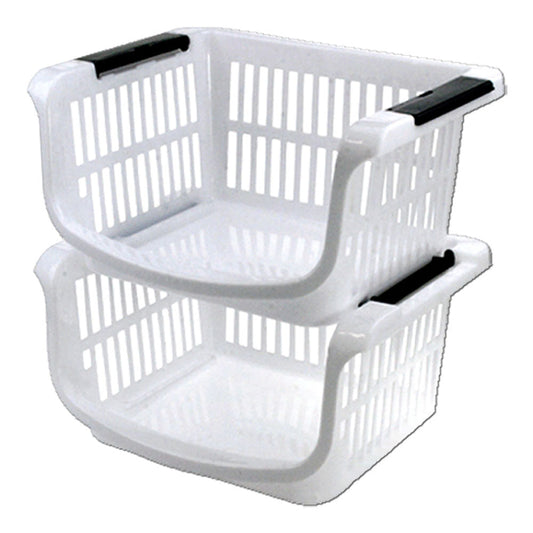 Storage - Stackable Basket With Handles White - (sold per each)