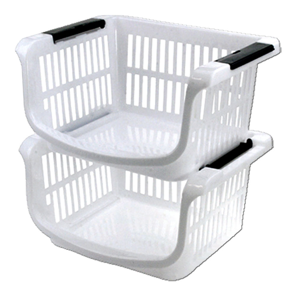 Storage Stackable Basket With Handles White - (sold per each)