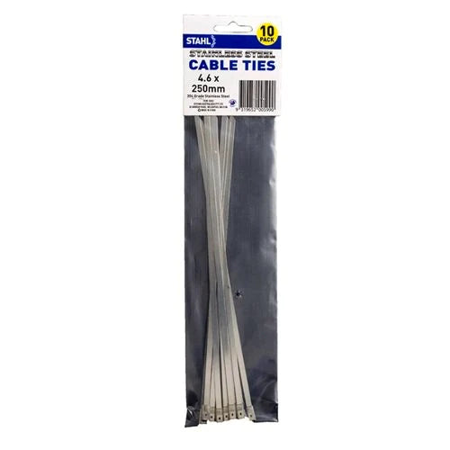 Fastenings - Stahl Cable Tie 4.6x250mm 10pk Stainless Steel