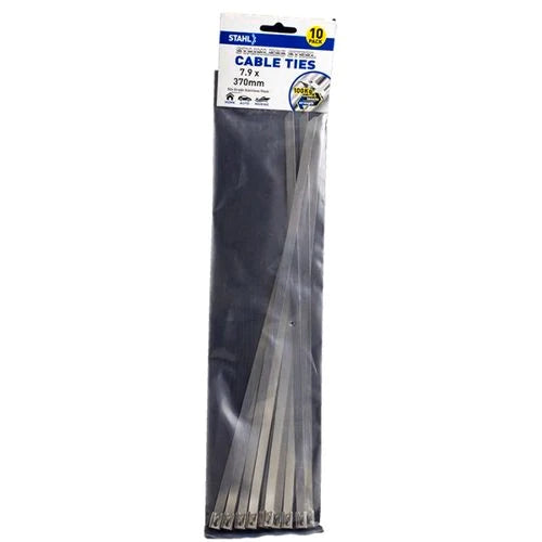 Fastenings - Stahl Cable Tie 7.9x370mm 10pk Stainless Steel