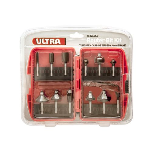 Tool Accessories - Ultra 6.4mm 12 Piece Router Bit Set
