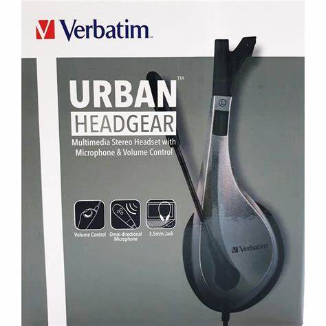 Verbatim Urban Headgeat Multimedia Stereo Headset with Mic & Volume (7054661812376)