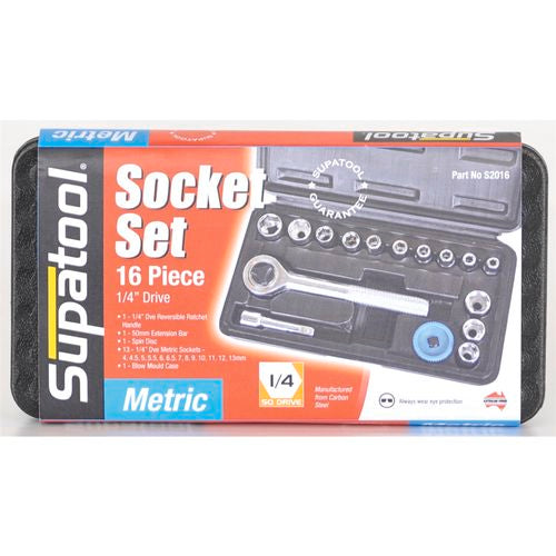 Tools Supatool 16 Piece 1/4" Drive Socket Set