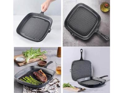 Kitchen Cast Iron Steak Pan - Non-stick Skillet Grill Pan