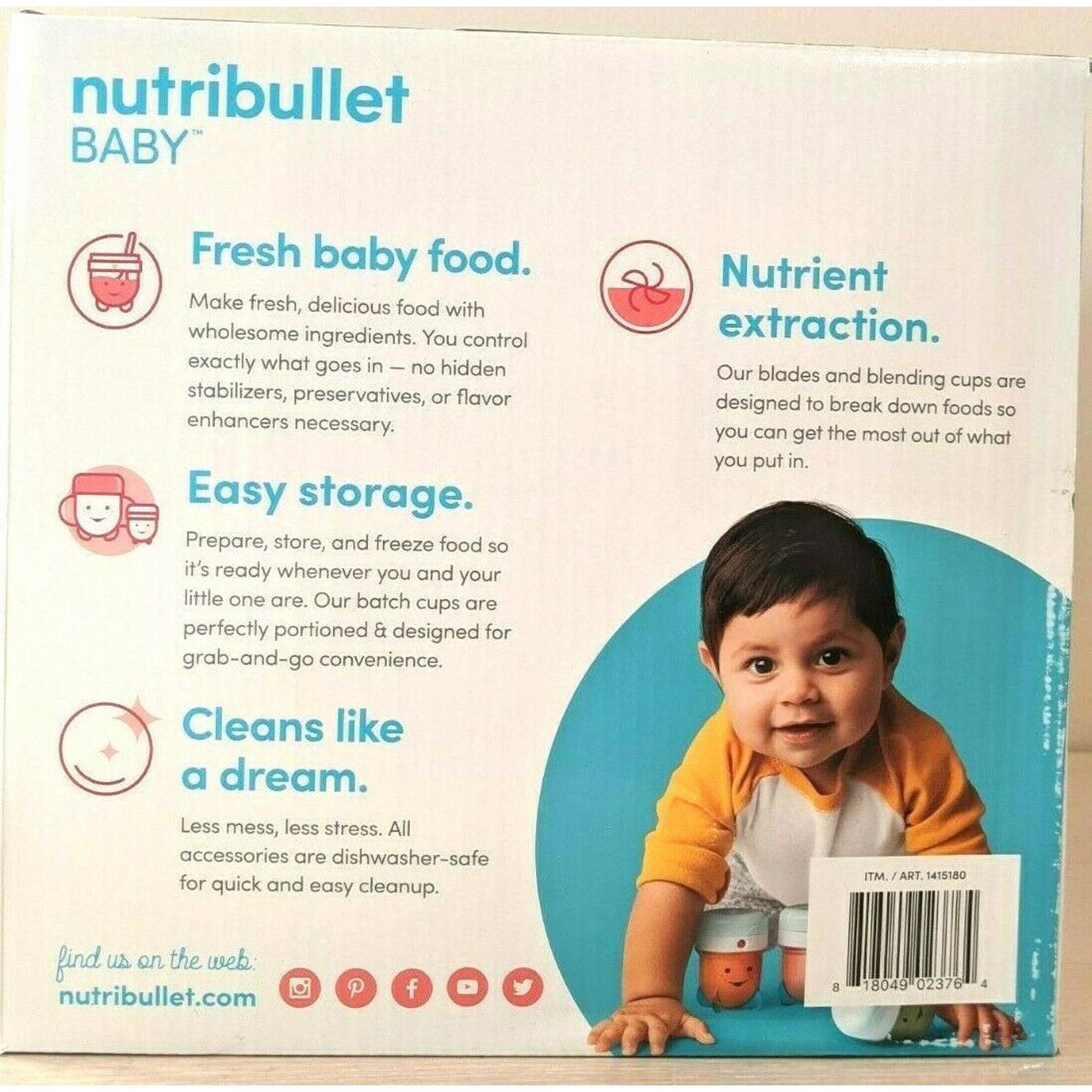 Baby Bullet White/Blue -  (Great for blending baby food, veges, soft fruits) (6142277877912)