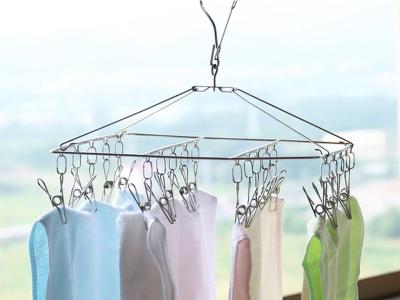 Laundry Stainless Steel Clothes Drying Rack Portable with 20 Pegs/Clips